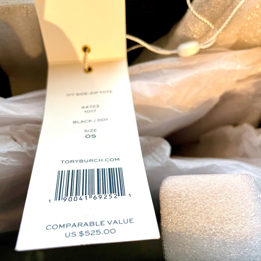 Tory Burch Purse Leather Tote Laptop Bag Ivy Side Zipper Gold Hardware New NWT - Picture 15 of 16